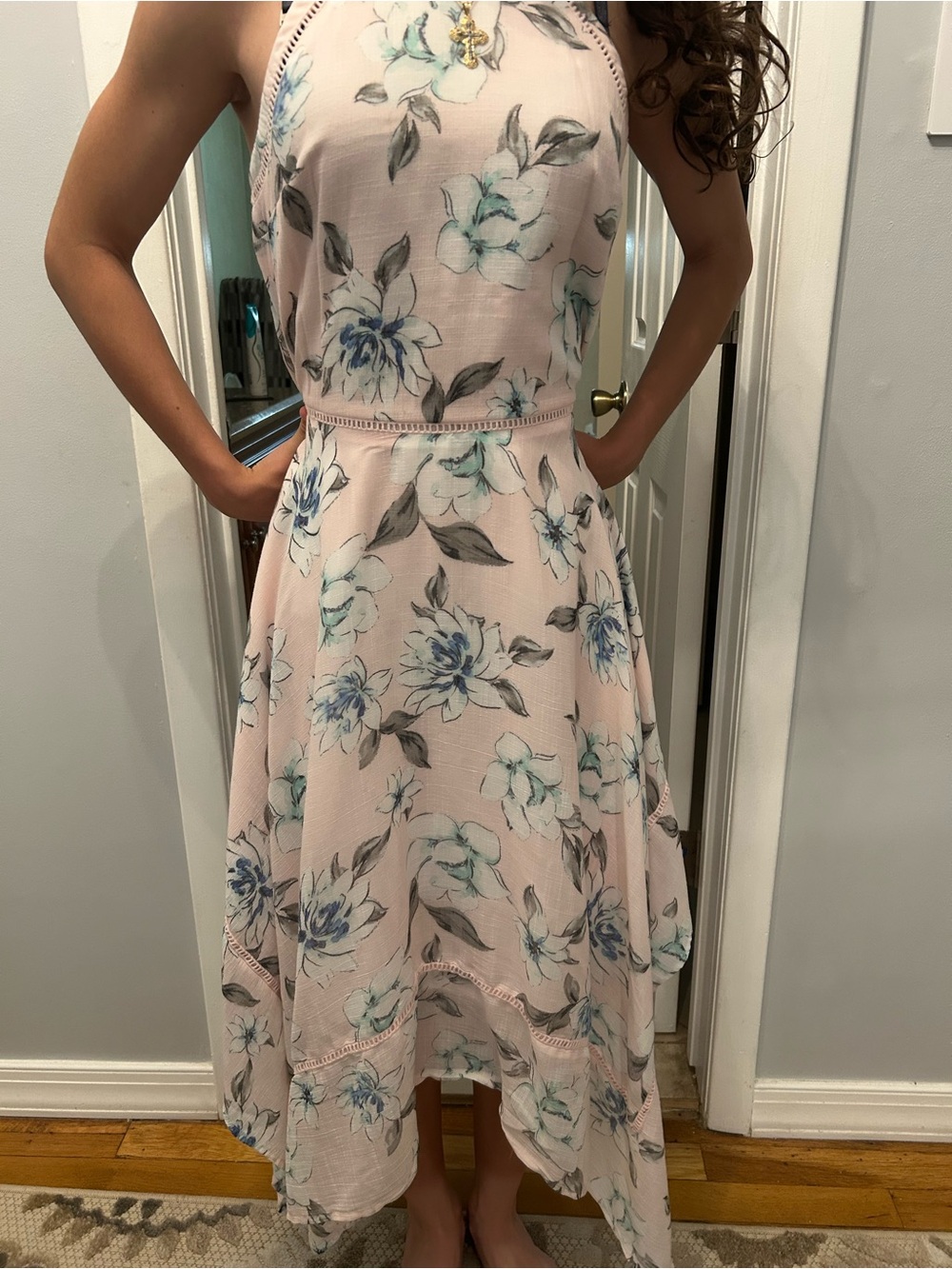 Candie's Pink Floral Halter High-Low Dress